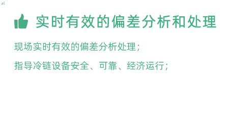 實時有效的偏差分析和處理：實時有效的偏差處理； 指導(dǎo)冷鏈設(shè)備安全、可靠、經(jīng)濟運行；